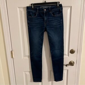 american eagle jeans sz 6 dark wash super stretch jegging low rise